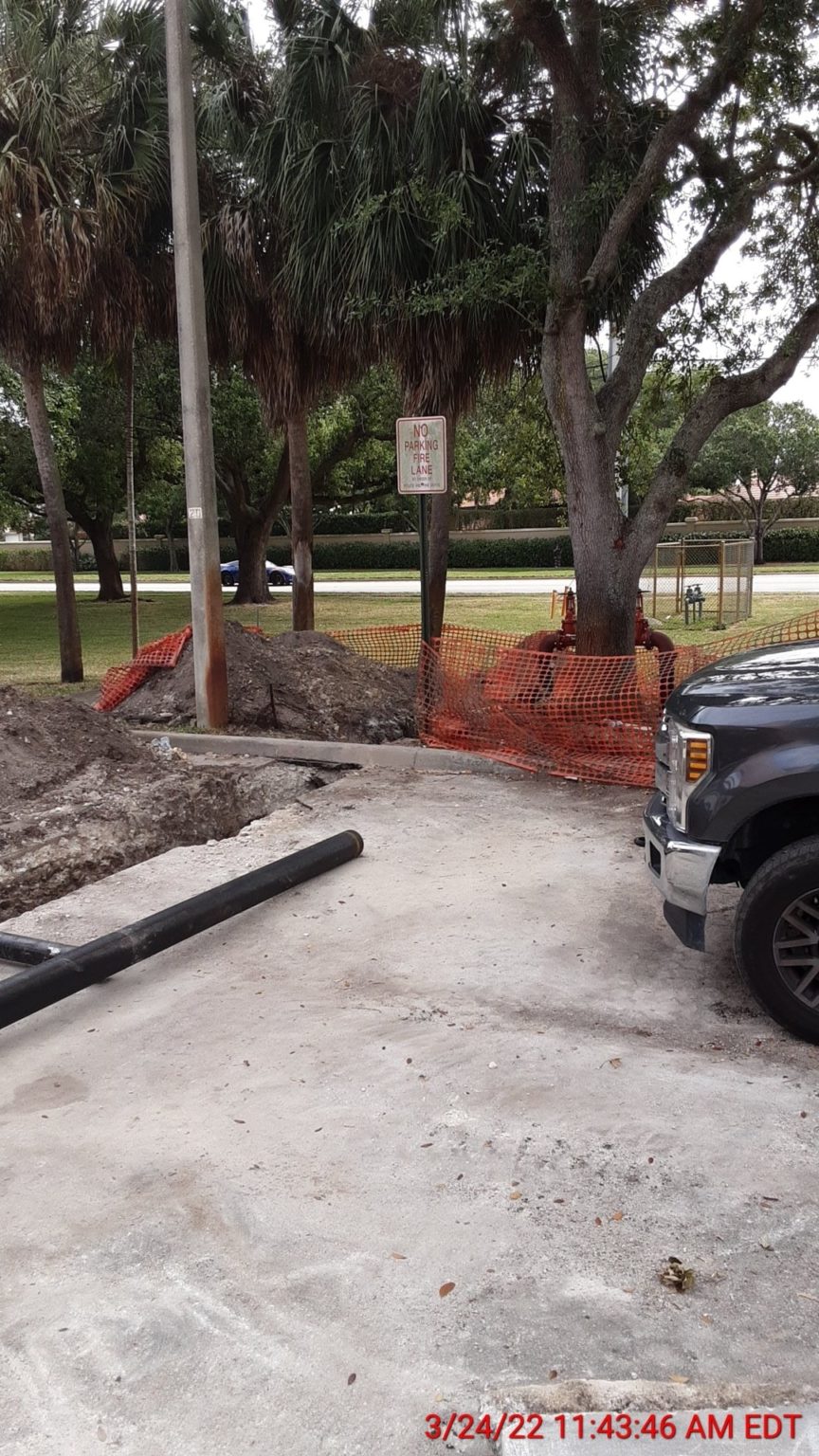 Fencing around excavation has been temporarily removed for an extending
