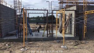 view of all tube steel frames set on vestibule slab min